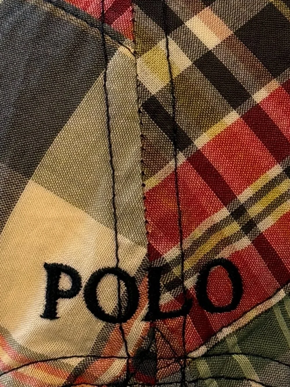 Polo Ralph Lauren Madras Patchwork Plaid Strapback Baseball Hat Cap Adjust